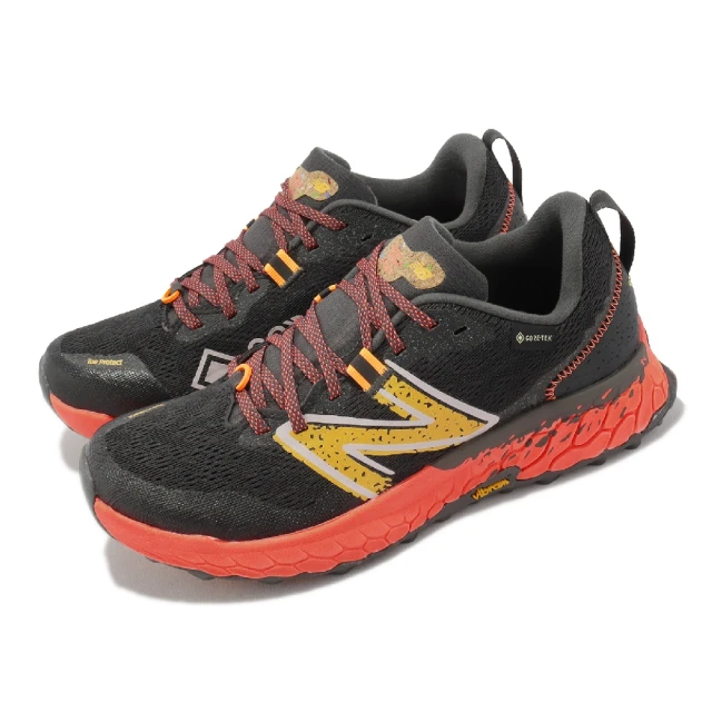 【NEW BALANCE】越野跑鞋 Hierro V7 GTX D 女鞋 寬楦 黑 橘 防水 全地形 NB 戶外(WTHIER7BD)