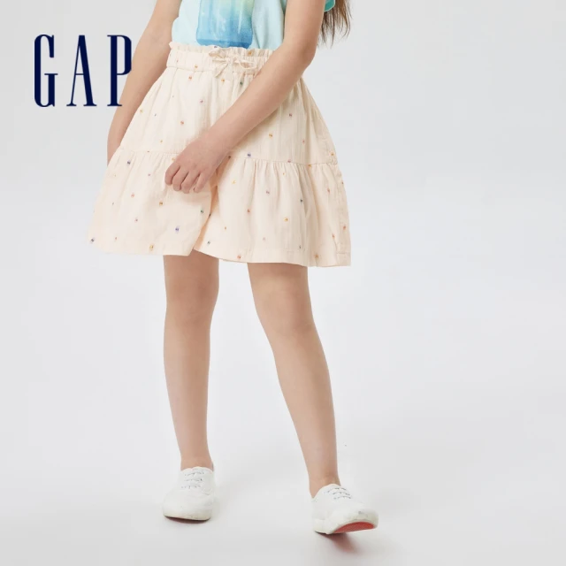 【GAP】女童 輕薄A字花苞半身褲裙-淡粉色(624633)