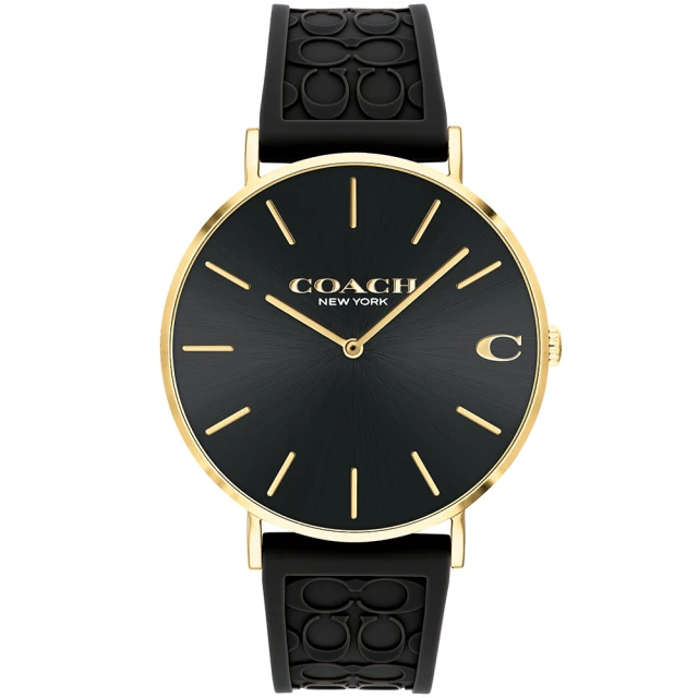 【COACH】紳士時尚C字LOGO膠帶腕錶-41mm(14602633)