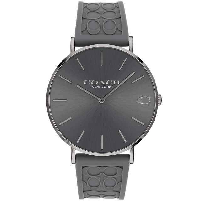 【COACH】紳士時尚C字LOGO膠帶腕錶-41mm(14602635)