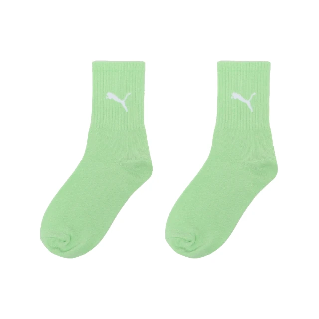 PUMA【PUMA】襪子 NOS 清新綠 白 男女款 長襪 中筒襪 休閒襪 穿搭襪(BB141501)