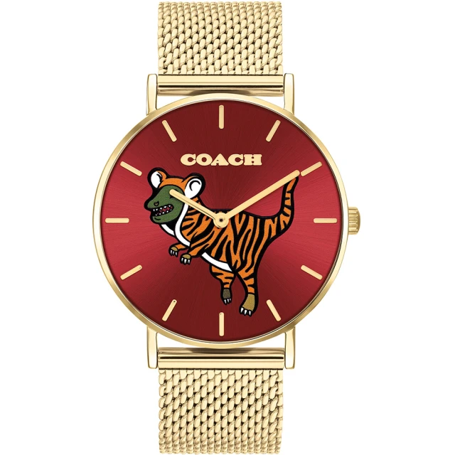 【COACH】虎年紀念款 REXY恐龍米蘭帶腕錶-36mm(14503872)