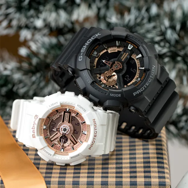 CASIO 卡西歐】G-SHOCK & BABY-G 潮流率性情人對錶(GA-110RG-1A+BA-110