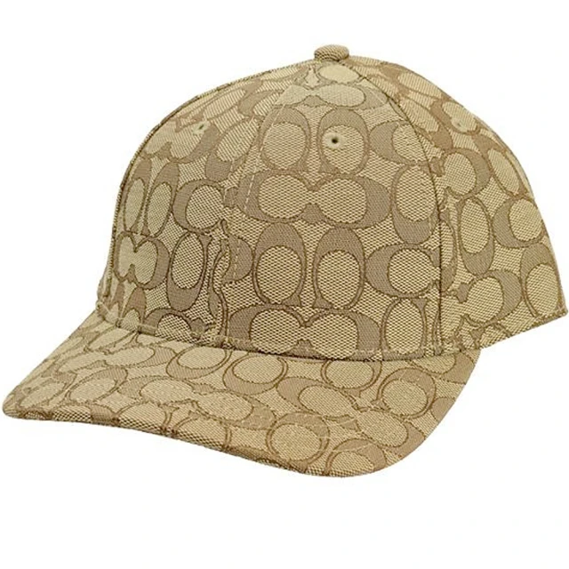 【COACH】卡其織紋布滿版LOGO織紋布棒球帽