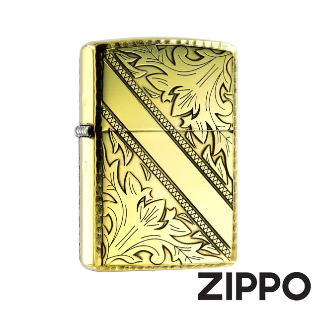 【Zippo】切角藤蔓花紋-仿古銅-防風打火機(美國防風打火機)