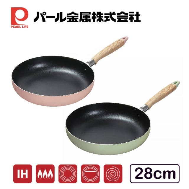 Pearl Life 珍珠金屬 日本NATURAL COOK PURE 不沾平底深煎鍋 28cm IH可用(不挑爐具、2色可選)