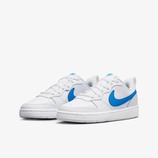 NIKE 耐吉 NIKE COURT BOROUGH LOW 2 GS 白藍 大童鞋 女 穿搭 休閒 運動鞋(BQ5448-123 △)