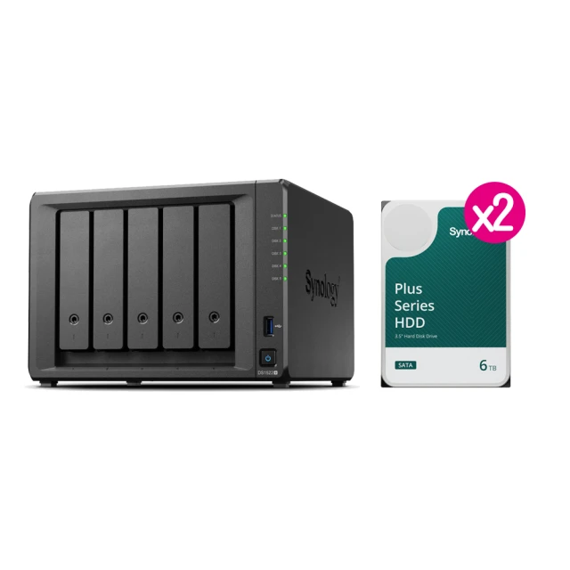 Synology 群暉科技 搭 HAT3300 6TB x2 ★ DS1522+ 5Bay NAS 網路儲存伺服器