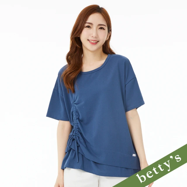 betty’s 貝蒂思 抽繩裝飾雙層下擺T-shirt(藍色)