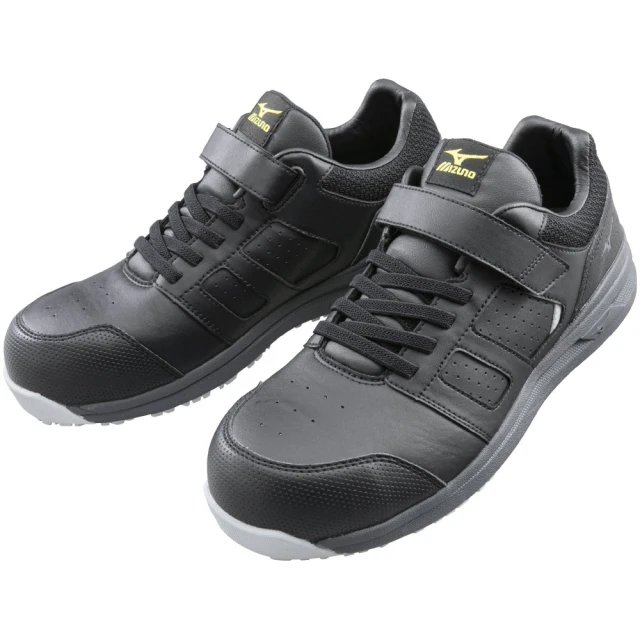 MIZUNO 美津濃 防護鞋 輕量系列 寬楦 魔術帶式 塑鋼頭 工作鞋 黑 F1GA225409
