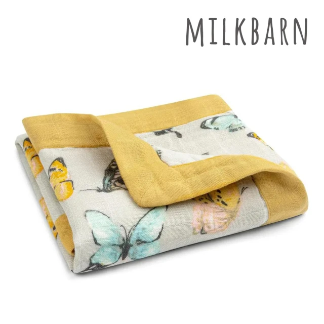 Milkbarn 竹纖維雙層安撫毯-天藍花(安撫毯 嬰兒毯 