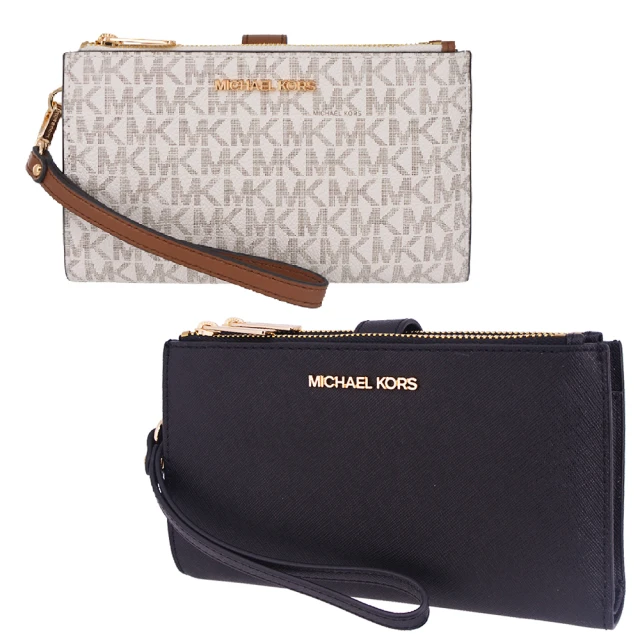 Michael Kors JET SET TRAVEL系列 金字LOGO 防刮牛皮皮革 雙層 多功能 手拿 長夾 手機包(多色任選)