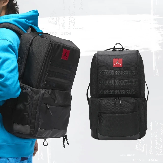 NIKE 耐吉 包包 Jordan Collector 男女款 黑 紅 喬丹 後背包 大容量 雙肩包 筆電包(JD2323010GS-001)