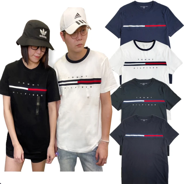 Tommy Hilfiger 成人 刺繡 經典大LOGO一字短袖(男女可穿 多款挑選)