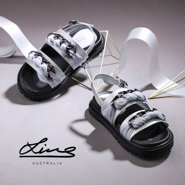 澳洲LINS名品鏈飾氣墊感足弓支撐涼鞋