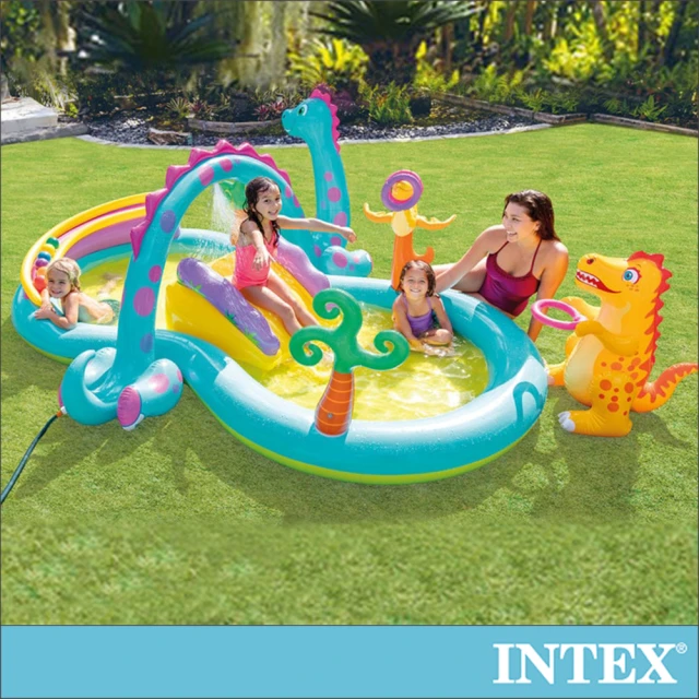 INTEX 恐龍遊樂園大型戲水池302x229x112x深14cm 290L 適2歲+(57135)