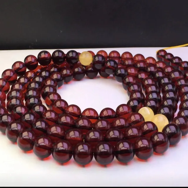 【勝弘珠寶】波羅的海琥珀深酒紅唸珠-7mm