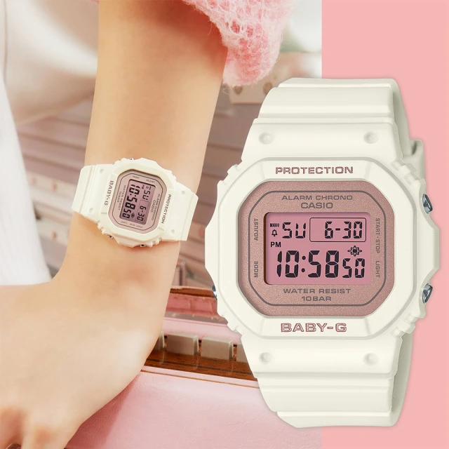 CASIO 卡西歐 BABY-G 春季色彩方形女錶電子錶-櫻花粉紅(BGD-565SC-4)