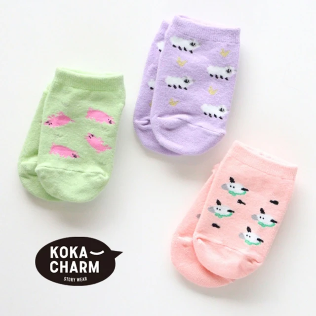 韓國 KOKACHARM 可愛滿版小動物兒童短襪3入組(TM2306-080)