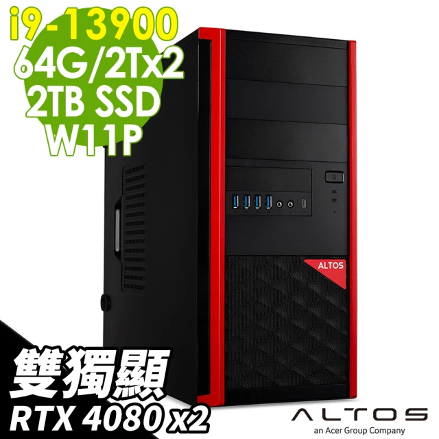 Acer 宏碁 13代i9 雙GUP工作站(Altos P150F8/i9-13900/RTX4080_16G X2/64G/2TSSD+2TBX2 HDD/1200W/W11P)