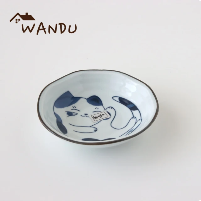 WANDU 瓦讀 日式手繪貓4.3吋碟(碗 飯碗 陶瓷碗 日式碗 可微波)