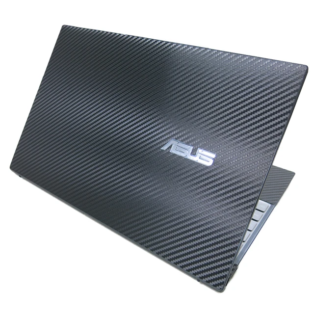 Ezstick ASUS ZenBook 14 UM425 UM425QA 黑色卡夢紋 機身貼(含上蓋貼、鍵盤週圍貼、底部貼 共三張)