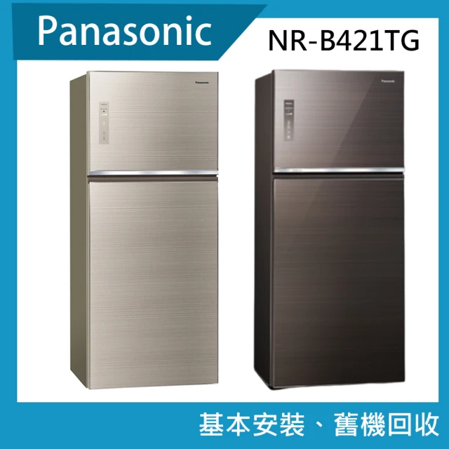 Panasonic 國際牌 422公升一級能效無邊框玻璃雙門變頻冰箱-翡翠金(NR-B421TG-N)