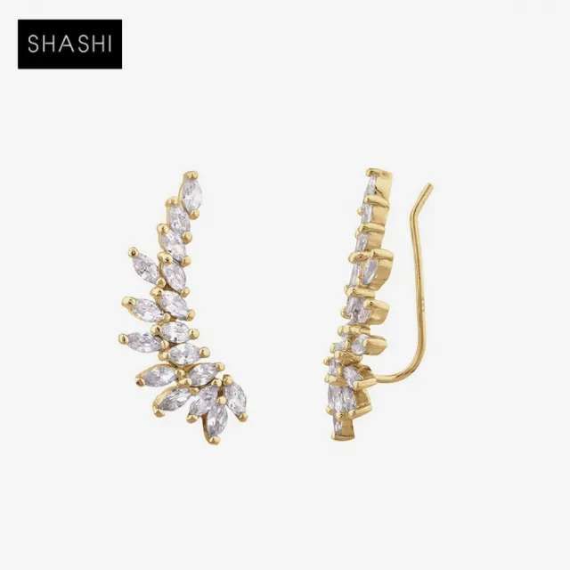 【SHASHI】紐約品牌 ISABELLA CLIMBER 鑲鑽天使翅膀耳環 貼合耳廓耳環(天使翅膀)