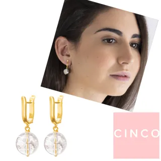 【CINCO】葡萄牙精品 CINCO Sophie Earrings 24K金耳環 透明白水晶球耳環(925純銀24K金)