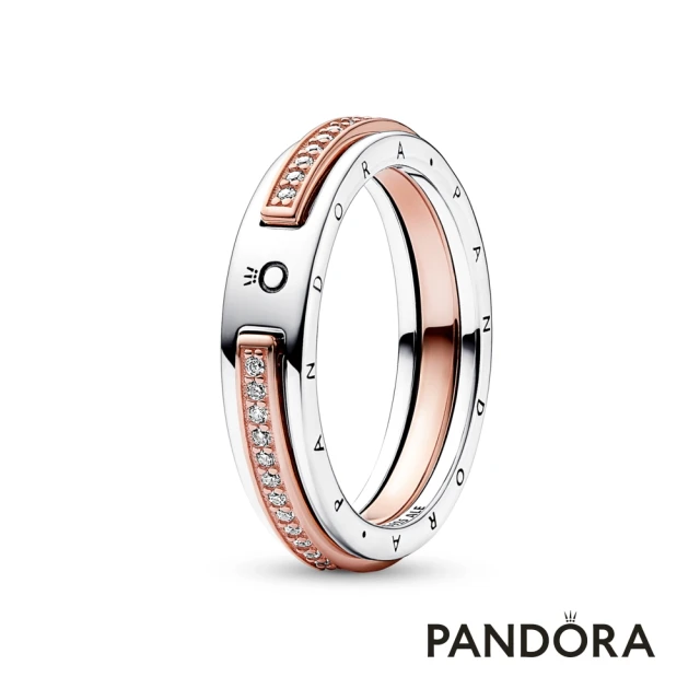 Pandora 潘多拉Pandora 官方直營 Pandora Signature Logo & Pave 雙色戒指