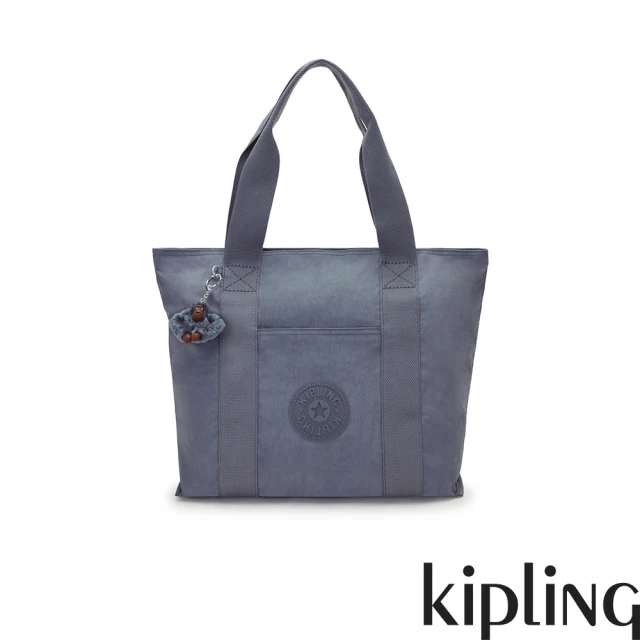 KIPLING 灰調寧靜藍大容量手提包-ERA M