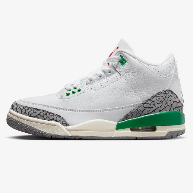 NIKE 耐吉】WMNS AIR JORDAN 3 RETRO 白綠幸運綠爆裂紋女鞋(CK9246-136