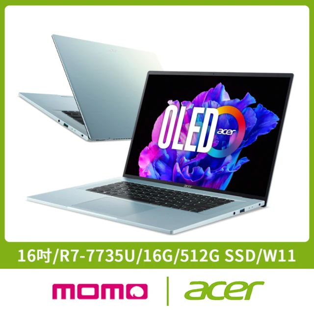 Acer 宏碁 16吋R7 OLED輕薄筆電 (Swift Edge/R7-7735U/16G/512G SSD/W11/SFE16-42-R260)
