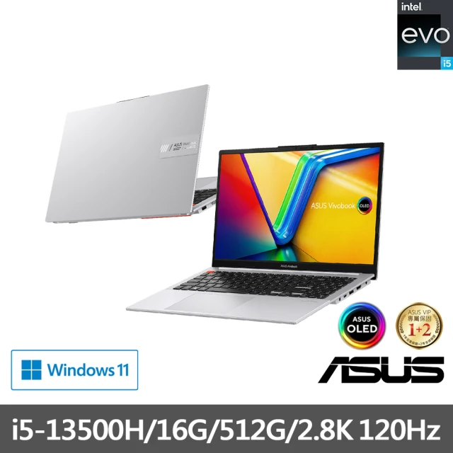 ASUS Type-C HUB組★ 15.6吋i5輕薄16G筆電(VivoBook S S5504VA/i5-13500H/512G SSD/2.8K OLED/EVO)