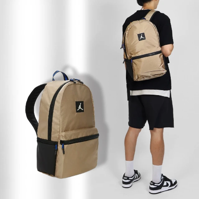 NIKE 耐吉NIKE 耐吉 包包 Jordan Backpack 男女款 卡其 黑 筆電包 後背包 雙肩包 喬丹(JD2133001GS-002)