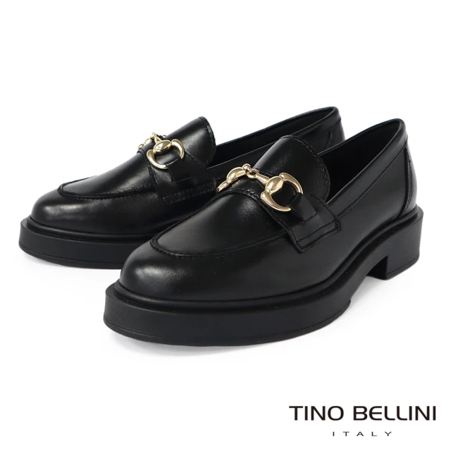 TINO BELLINI 貝里尼 義大利進口牛皮馬銜釦厚底樂福鞋FZLO004A(黑)