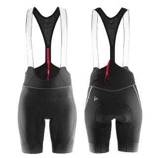【瑞典 CRAFT】Glow Bibs 女用自行車吊帶短褲 1903276(黑色 瑞典 機能 排汗 吊帶車褲 女用)