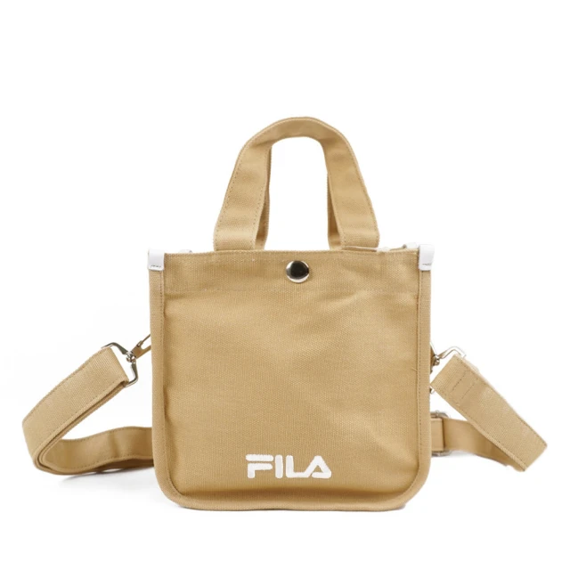 FILAFILA Bag 帆布包 手提 肩背 斜背 運動 休閒 輕便 兩側口袋 背帶可拆 奶茶(BMV-7014-KK)