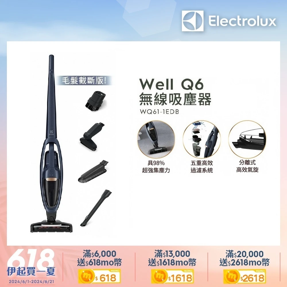 伊萊克斯Well Q6無線吸塵器WQ61-1EDB 丹寧藍 限時搶購↘4917【Electrolux 伊萊克斯】Well Q6無線吸塵器(WQ61-1EDB)