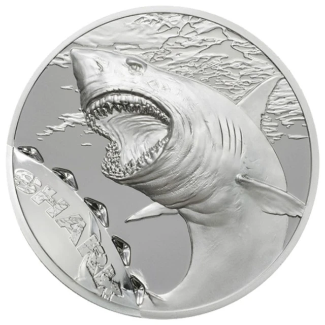 臺灣金拓 白銀銀幣 2017 帛琉齒印系列 — 鯊魚超高浮雕精鑄銀幣
