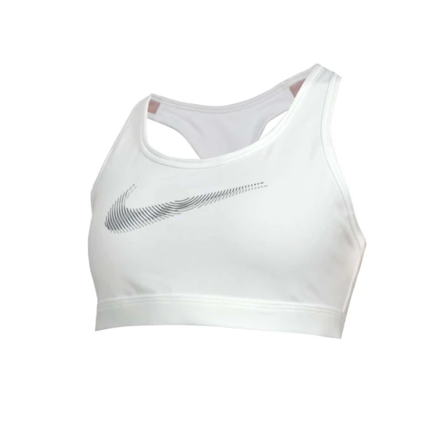 NIKE 耐吉 女中度支撐運動內衣-DRI FIT 韻律 運動背心 BRA 慢跑 訓練 白黑灰(FB4125-100)