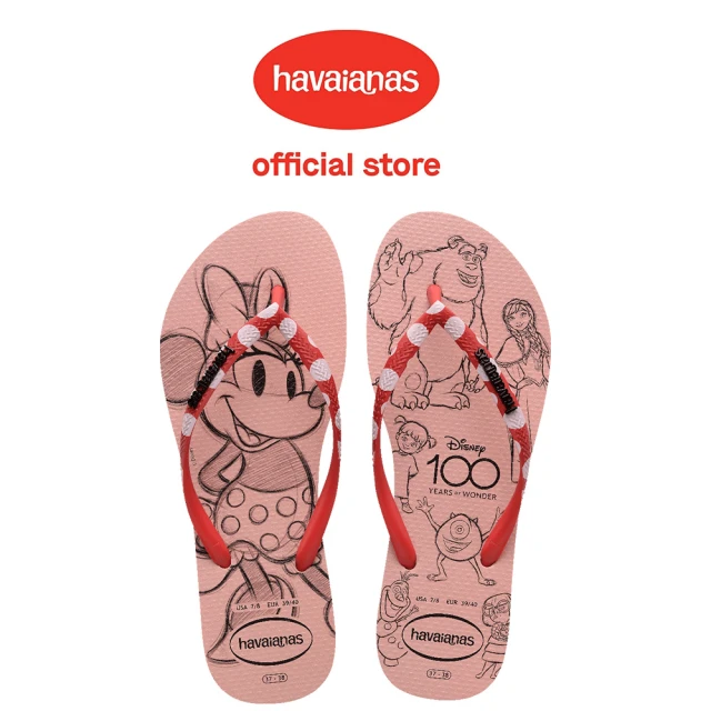 havaianas 哈瓦仕 拖鞋 女鞋 迪士尼100週年紀念 米妮 毛怪 大眼仔 阿布 粉 4148765-0076W(哈瓦士)