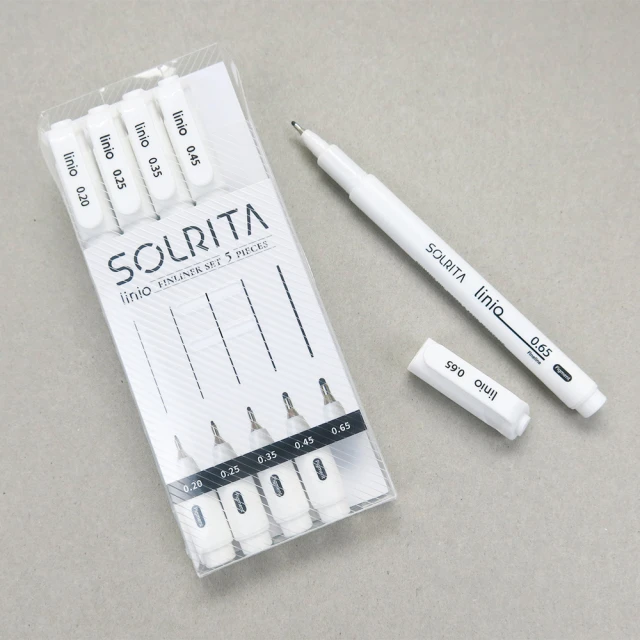 SOLRITA linio 黑色耐水性代針筆套組5支組