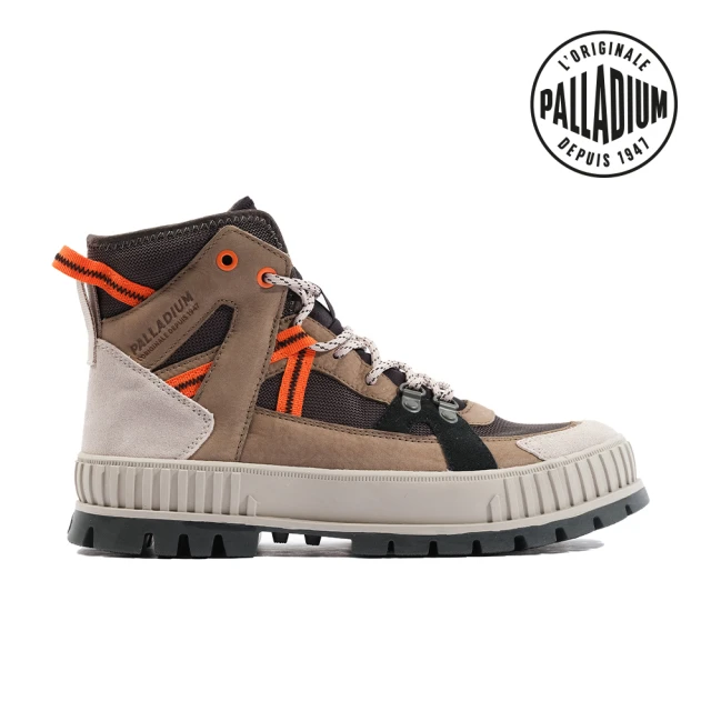 Palladium PALLASHOCK OUTCITY厚底拼接皮革巧克力鞋-男-棕/灰(08877-342)