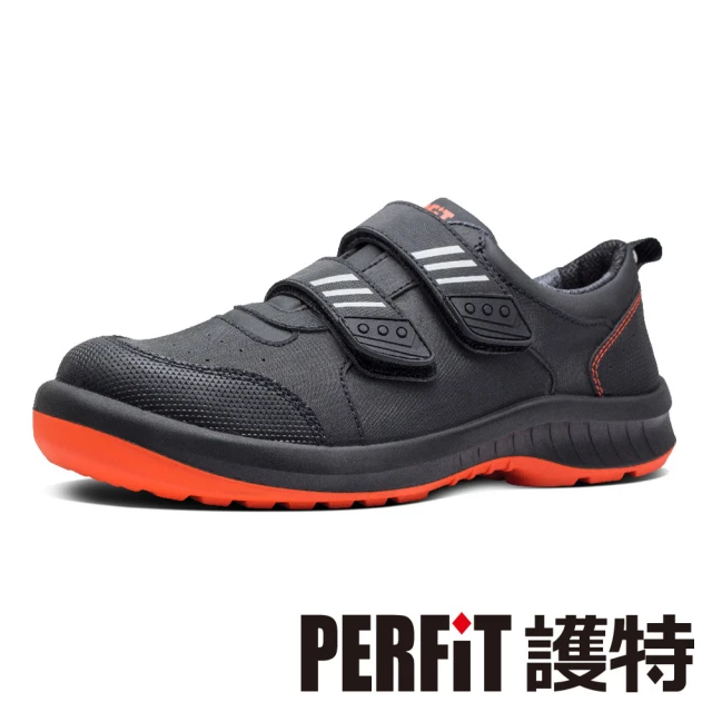 PERFiT 護特PERFiT 護特 超輕 奈米碳纖頭 反光 橡膠大底扣帶安全鞋(PL007-BK/工作鞋/止滑鞋/CNS 20345認證)