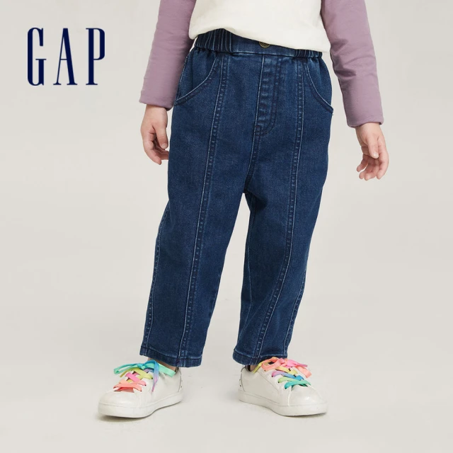 GAP 女幼童 鬆緊錐形牛仔褲-深藍色(789010)