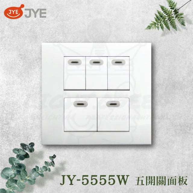 中一電工 JYE 2入組 PANDA 熊貓系列 夜光壁切(五開關蓋板組 JY-5555W)