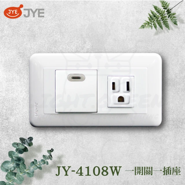 中一電工 JYE 2入組 PANDA 熊貓系列 夜光壁切(一開關一接地插座組 JY-4108W)