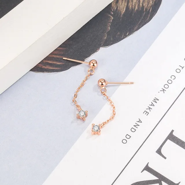 【Emi 艾迷】朴敏英同款 純粹簡約點鑽垂墜 925銀針耳環(韓劇 金秘書 同款)