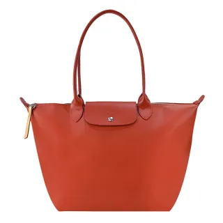 【LONGCHAMP】LE PLIAGE CITY系列PVC帆布長把肩背水餃包(大/赤褐)